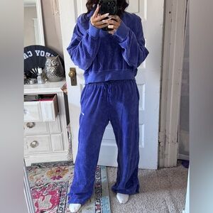 Nike Purple Corduroy Track Pants & crop quarter zip matching set